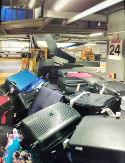 Some of the bags had stickers on from April 1 and still hadn't been collected by passengers