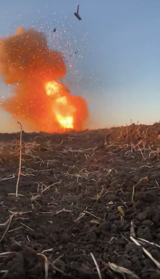 Chunks of metal shrapnel were launched into the air after the explosion
