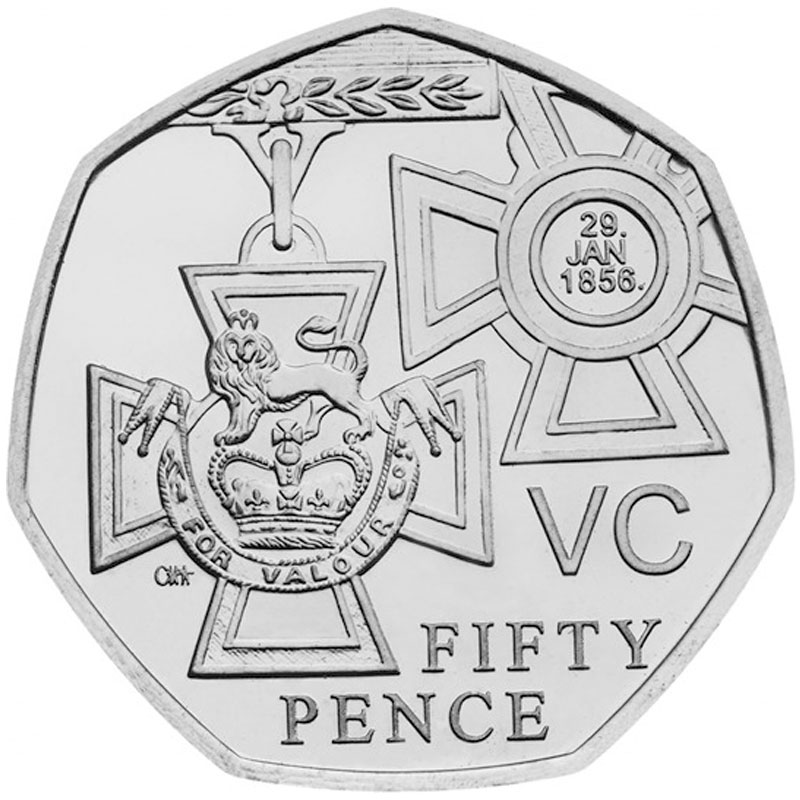 The Victoria Cross 50p coin commemorates the award for bravery
