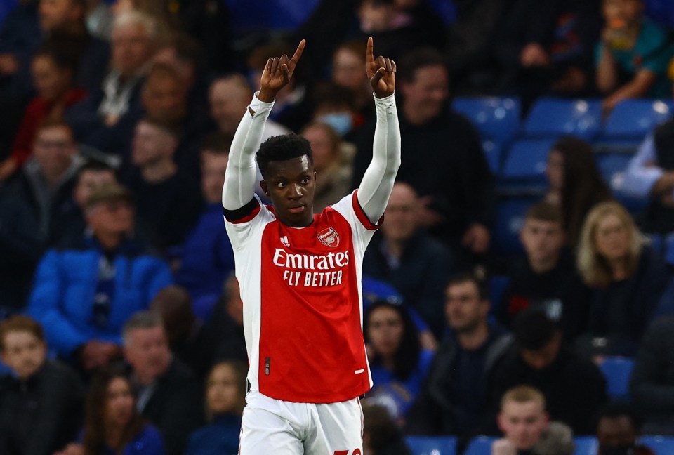 Eddie Nketiah enjoyed a fine night as Arsenal beat Chelsea 4-2