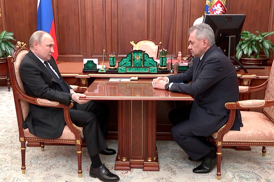 The dictator was seen slouched during a meeting with Sergei Shoigu earlier this month