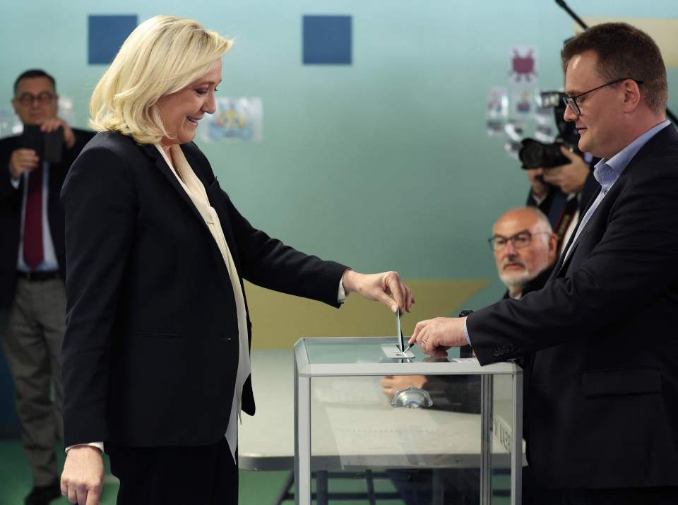 Presidential candidate Marine Le Pen casts her vote today