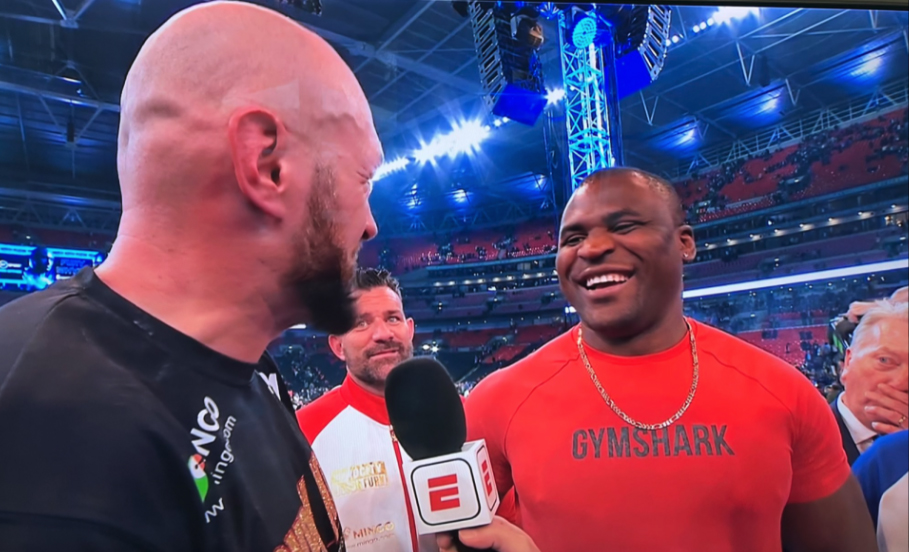 Tyson Fury and Francis Ngannou teased a crossover fight on Saturday night at Wembley