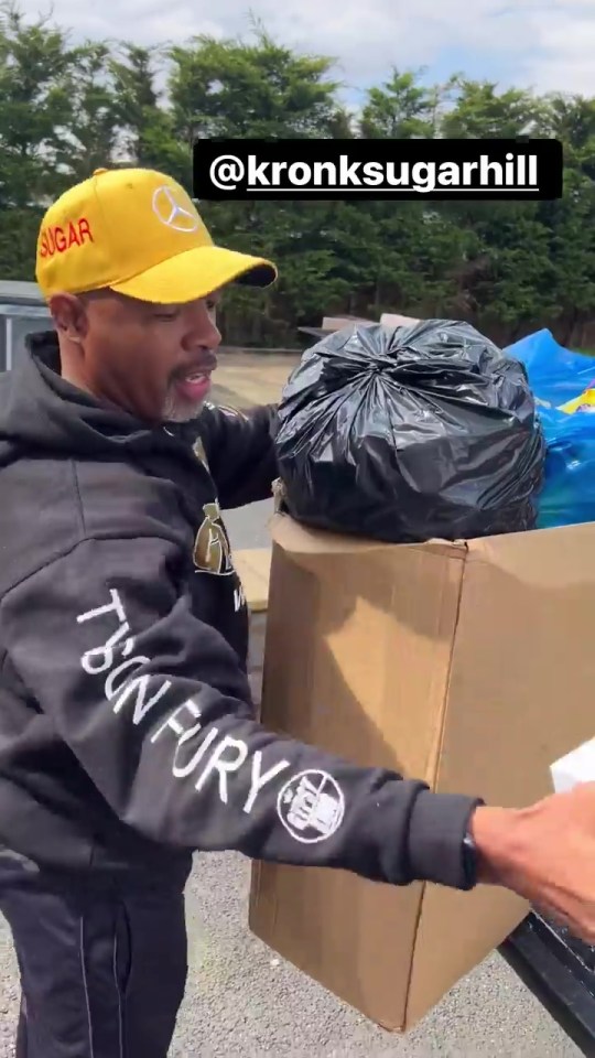 Steward ended up loading a cardboard box full of rubbish onto an old truck