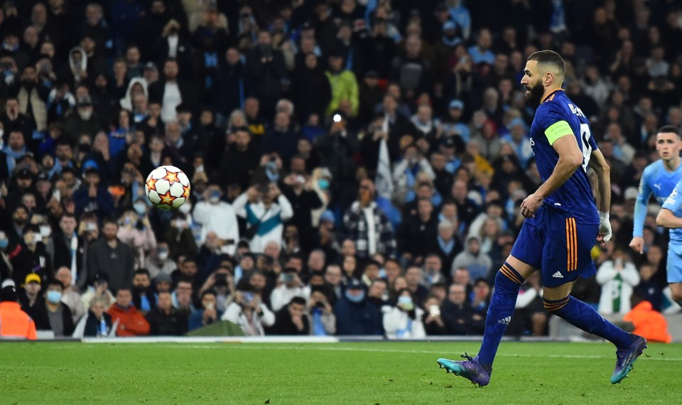 Karim Benzema scored twice on the night, including a brilliant Panenka penalty, to keep Real Madrid in the tie
