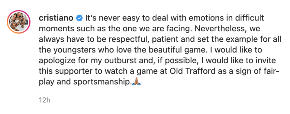 The striker has since apologised for his actions