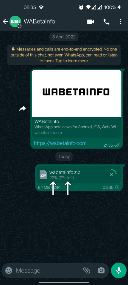 There's a big change coming to WhatsApp – bigger file sizes and download/upload ETAs