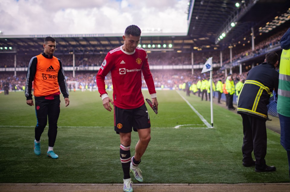 He was being filmed leaving the pitch at Goodison Park
