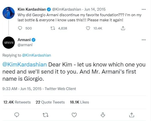 Kim Kardashian blamed 'sleep deprivation' for her misspelling of Giorgio Armani