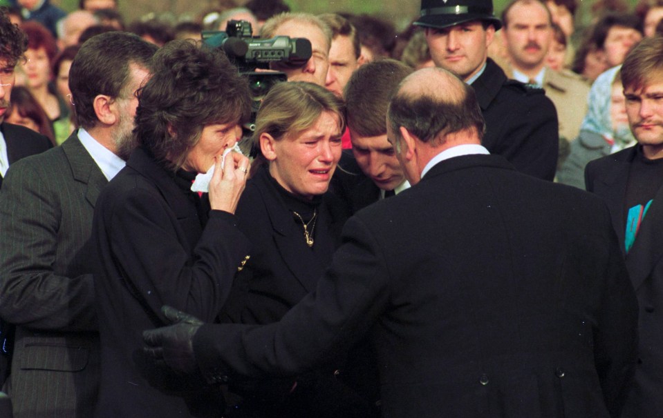 Mum Sharon attends her daughter's funeral following the grisly murder