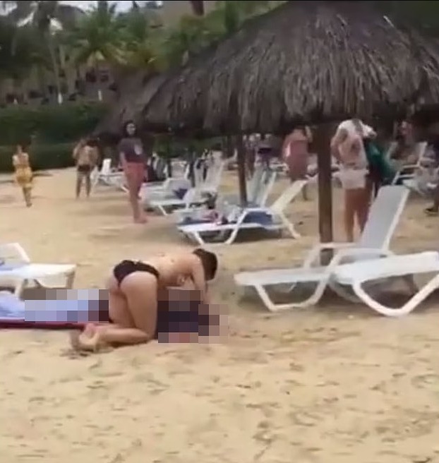 Heart-wrenching footage has been published in South American papers showing Ms Aguilera bending over Marcelo Pecci on the sand