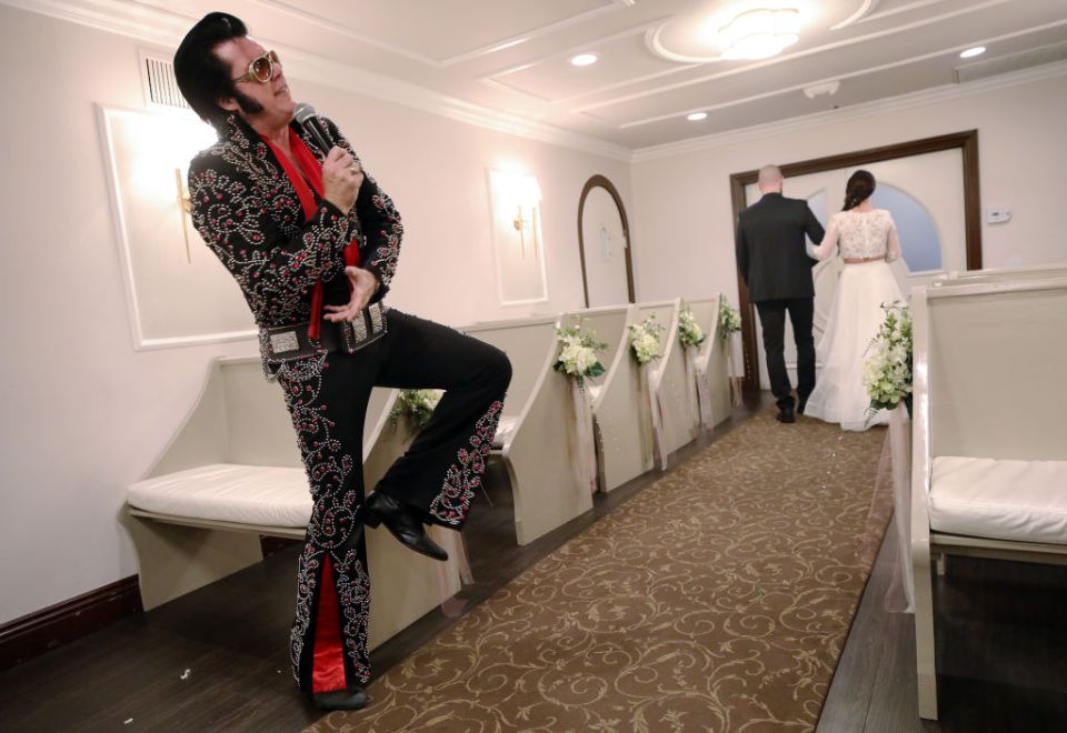 Elvis impersonator Brendan Paul is a big hit today in Las Vegas