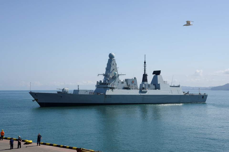 A Royal Navy ship pictured in the Black Sea