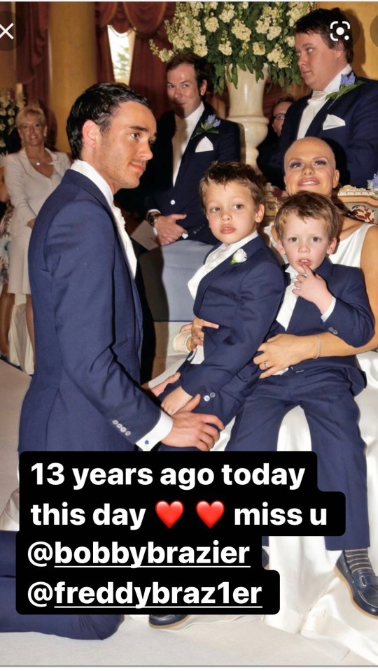 Bobby (second left) aged five with his brother Freddy at his mum Jade's wedding to Jack Tweed