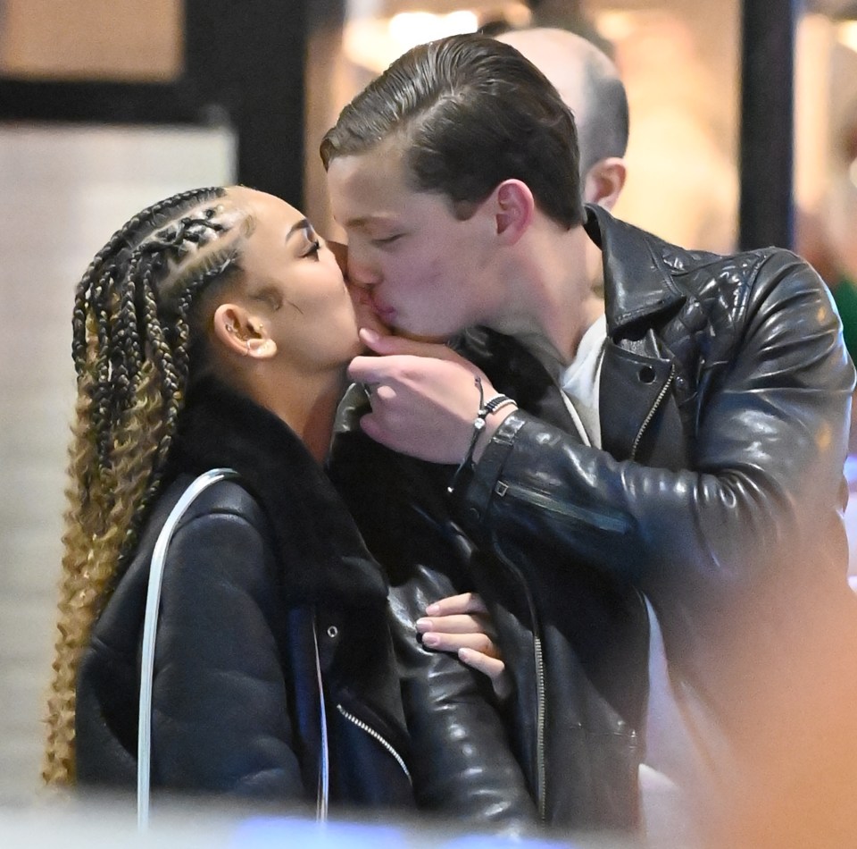 The pair kissed in the street in Soho