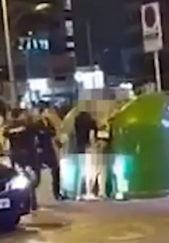 The moment the cops arrived to break up the romp