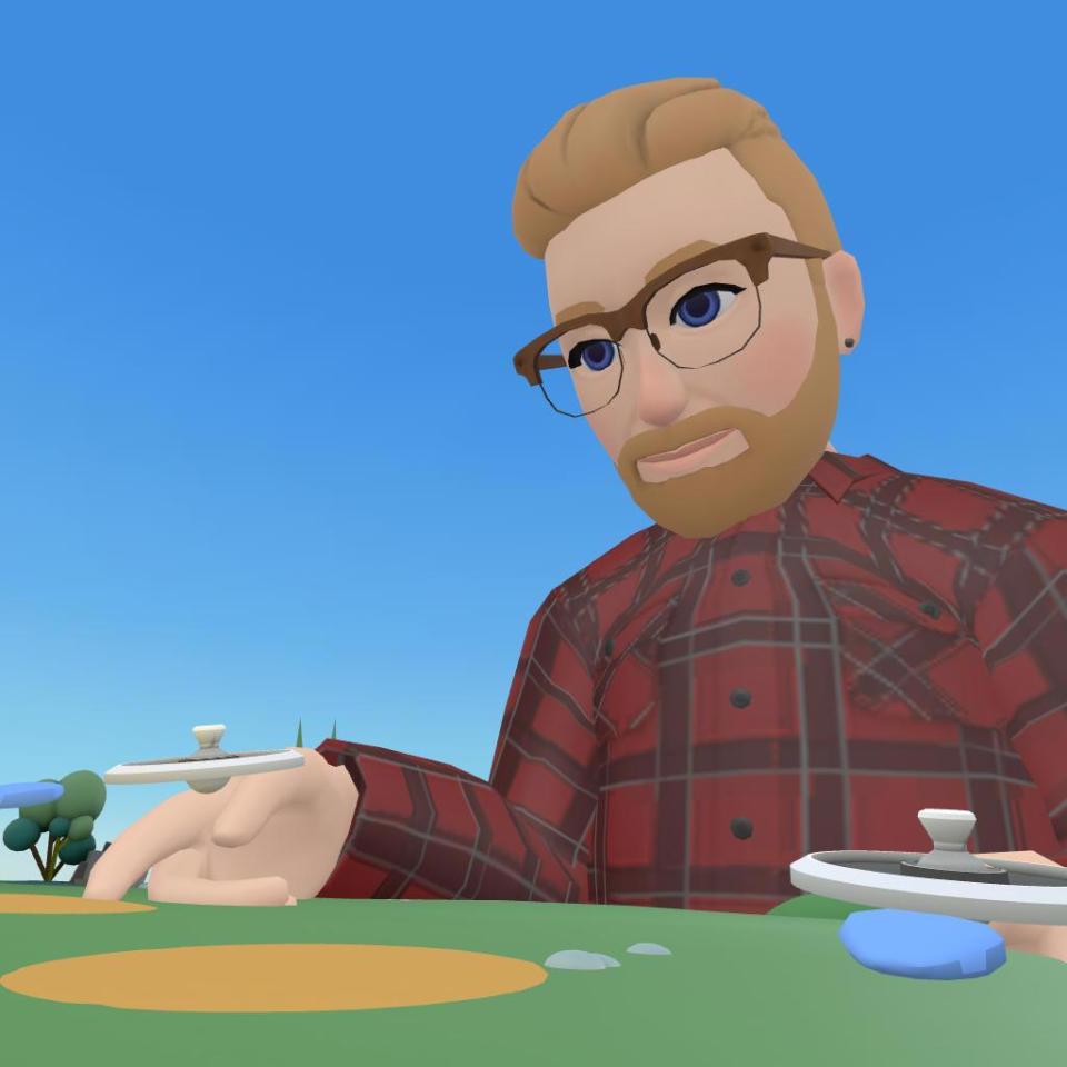 Here is a giant me creating a virtual metaverse world
