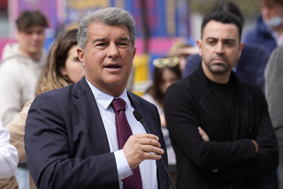 Barcelona chief Joan Laporta, left, and manager Xavi Hernandez, right, won't be pleased with the latest development