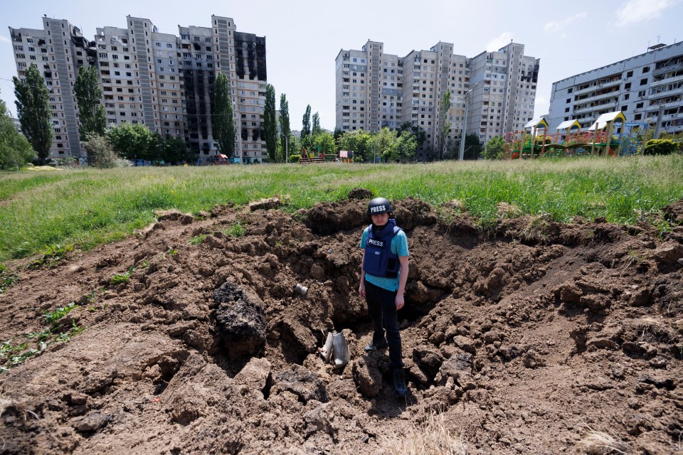 The Sun surveyed the carnage in most shelled area of Kharkiv - where a Russian missile landed in a children’s play area
