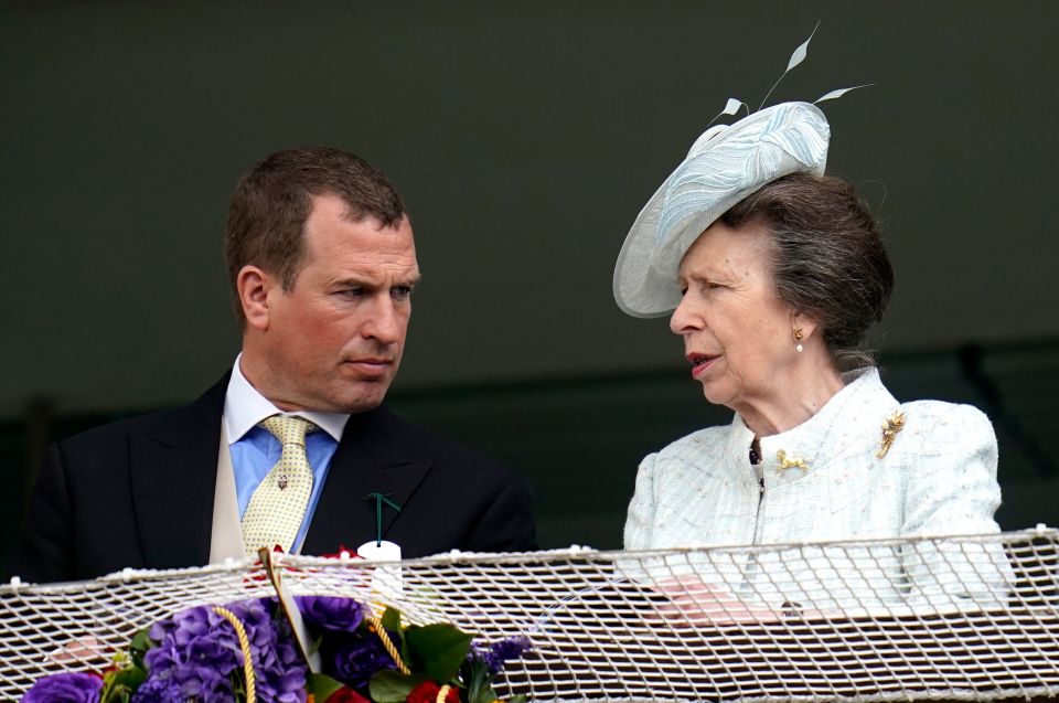Peter and his mother Princess Anne together at the 2022 Epsom Derby for the Platinum Jubilee