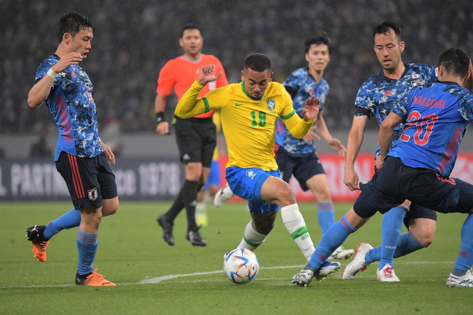 Jesus in action for Brazil against Japan
