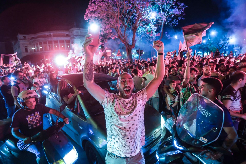 Palermo fans celebrate their promotion