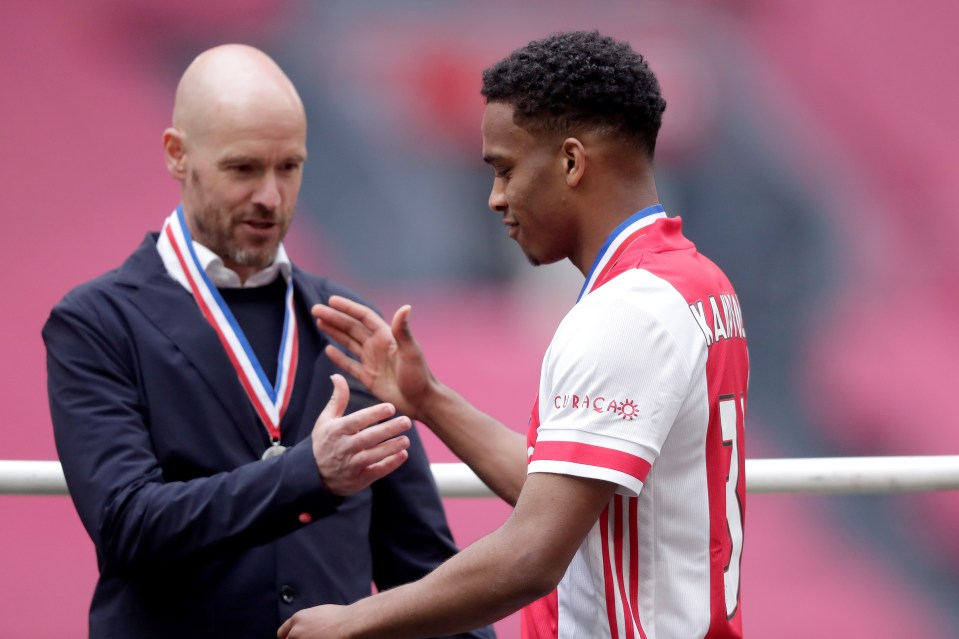Ten Hag (L) wanted to bring Timber with him to Old Trafford