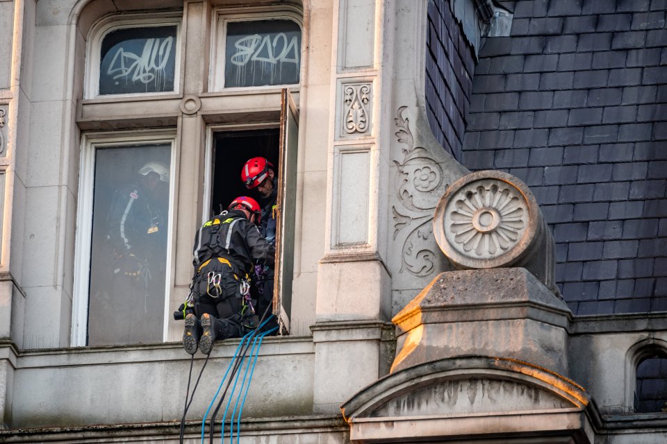 Graffiti could be seen on the top windows of the listed building