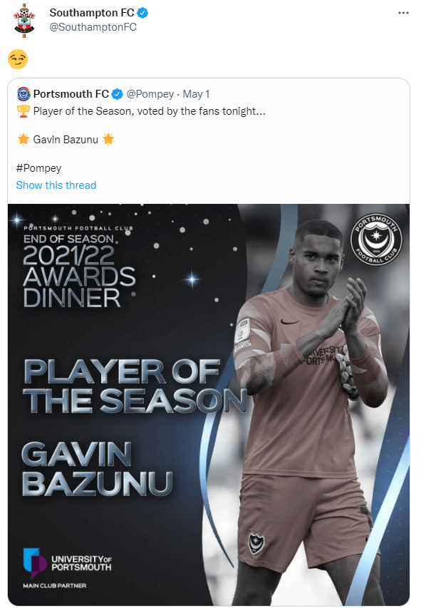 Southampton mocked Pompey with a savage tweet