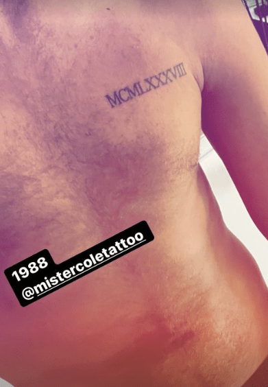 Rylan Clark has shown off his new '1988' tattoo with fans
