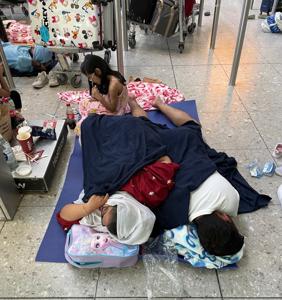 Families are being forced to sleep on the terminal floor