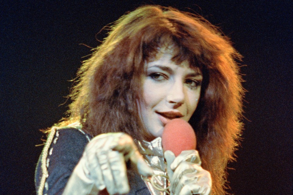 Kate Bush on stage at the Hammersmith Odeon