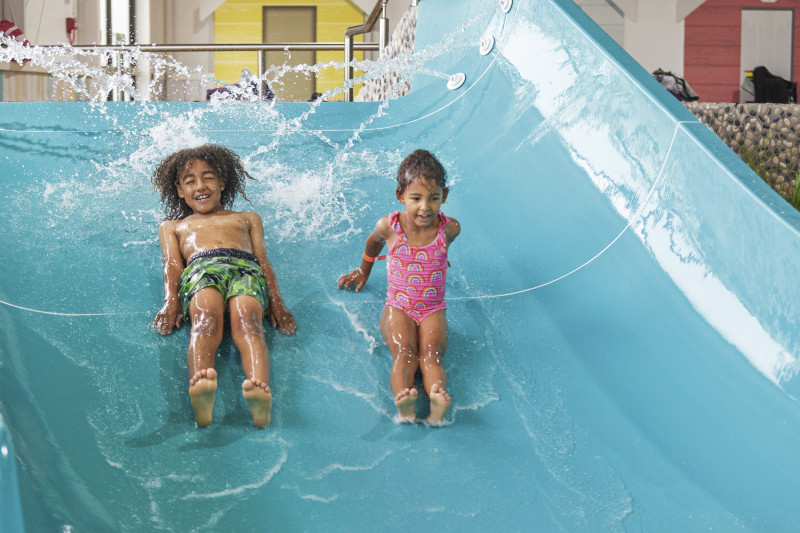 The indoor pool at Great Yarmouth has two flumes and a multi-lane slide, plus a smaller pool for toddlers