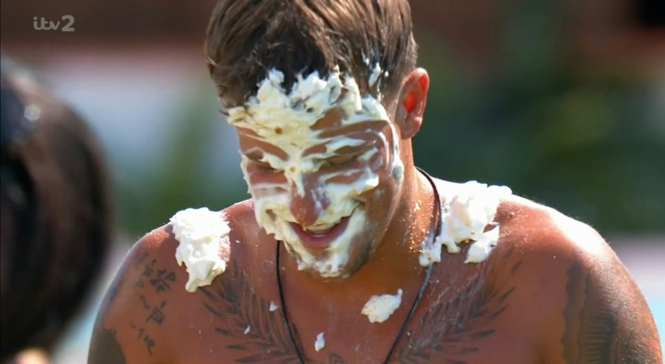 Luca was left with lots of cream pud on his face