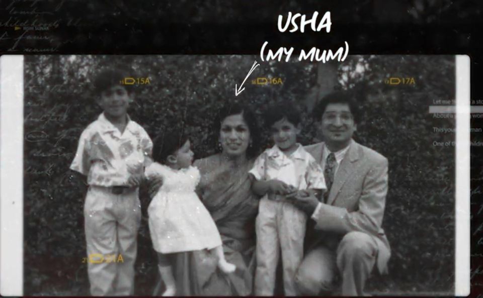 Sunak included an old family picture in his leadership campaign video