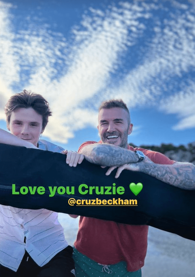 David posed for a photo with youngest son Cruz