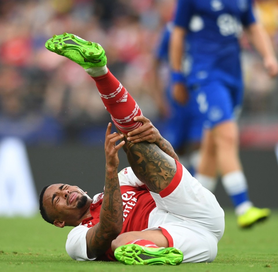 Jesus was on the end of a strong challenge from Ben Godfrey during the first half.