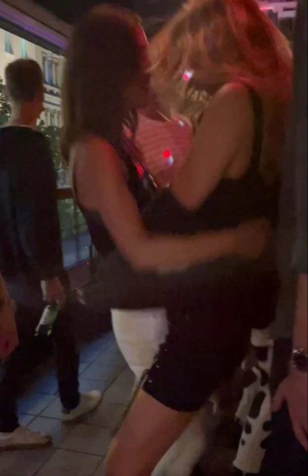 Ms Marin was earlier spotted dancing with the blonde former beauty queen on a boozy night out