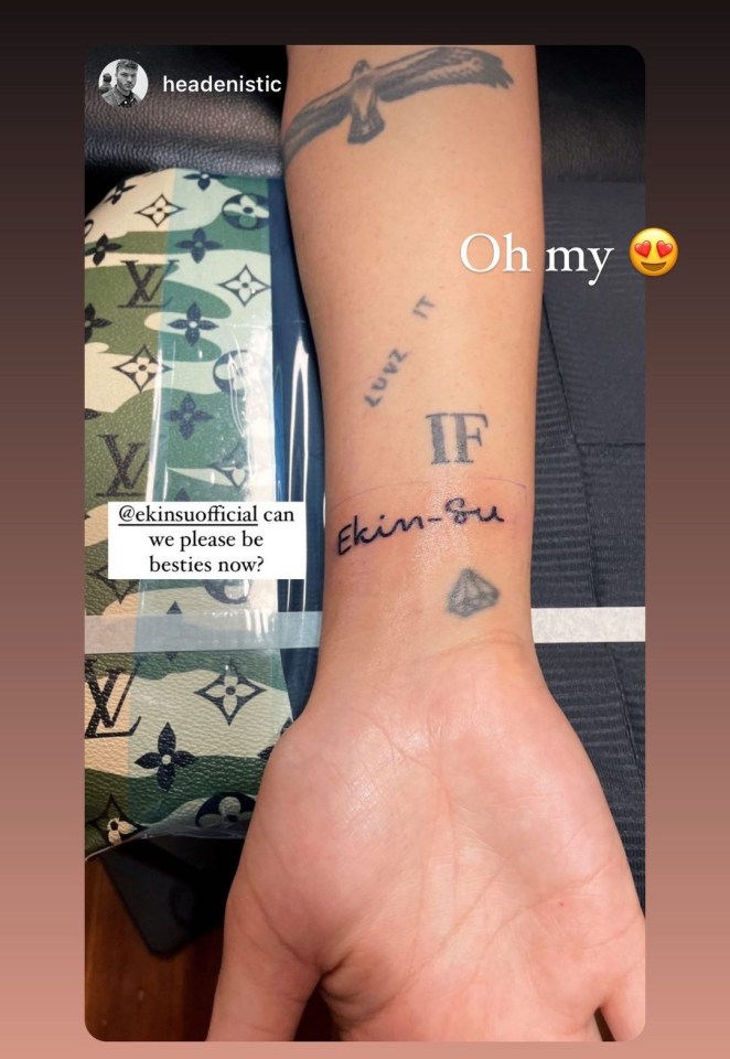 Ekin-Su revealed that a fan had her name tattooed on their wrist