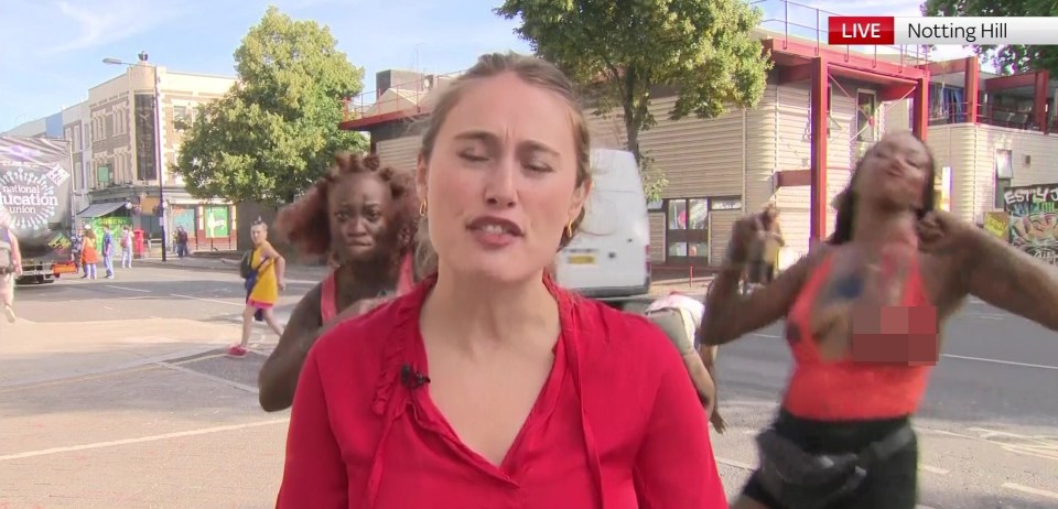 Correspondent Madeline Ratcliffe continued her piece to camera