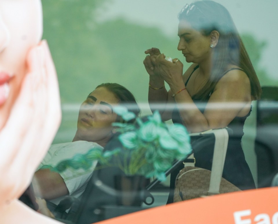The former Towie star was seen getting her eyebrows shaped