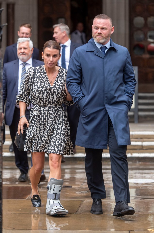 Coleen and Wayne Rooney attend the High Court for the libel trail