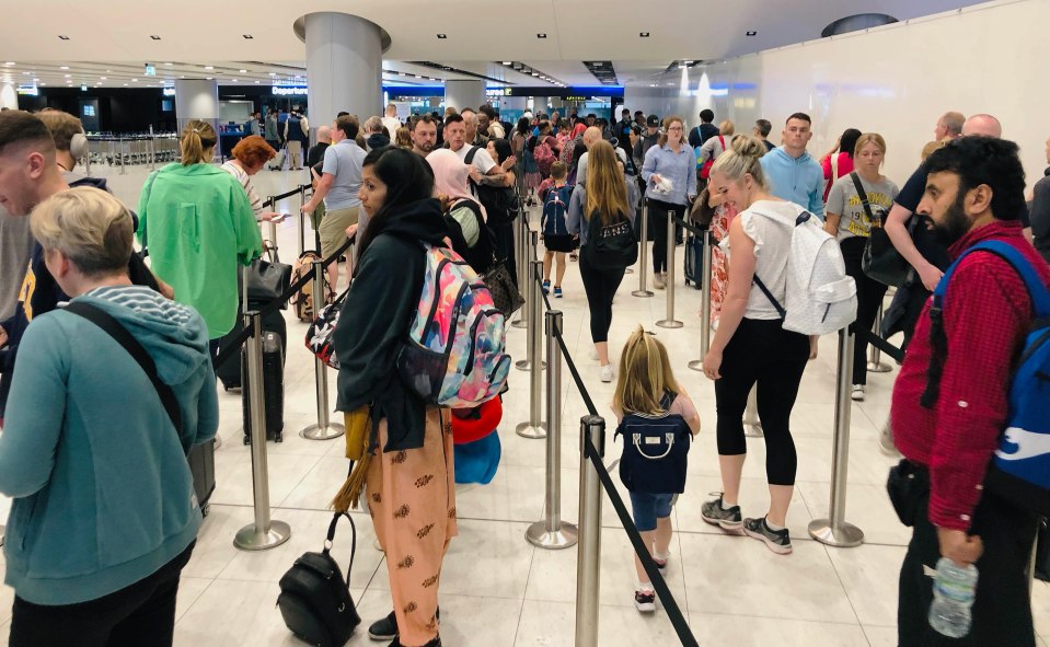 Chaotic scenes have been seen at Manchester Airport with holidaymakers queuing up for their flights