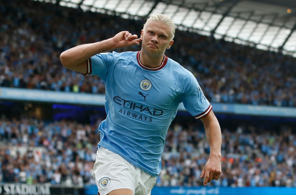 Erling Haaland celebrates his brilliant hat-trick