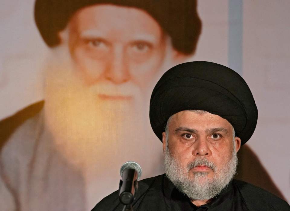 Shots were fired as hundreds of supporters of Moqtada Sadr (pictured) stormed the palace