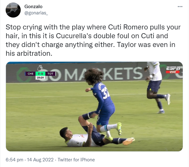 Cristian Romero 'liked' this tweet defending his actions in the fiery derby draw