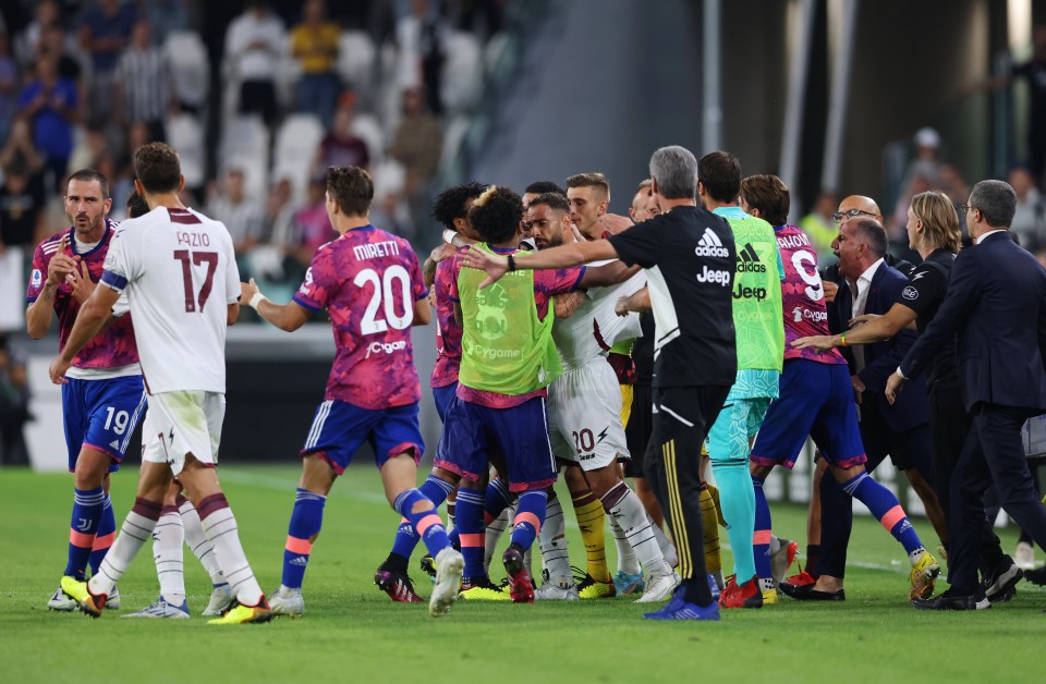 The match descended into chaos