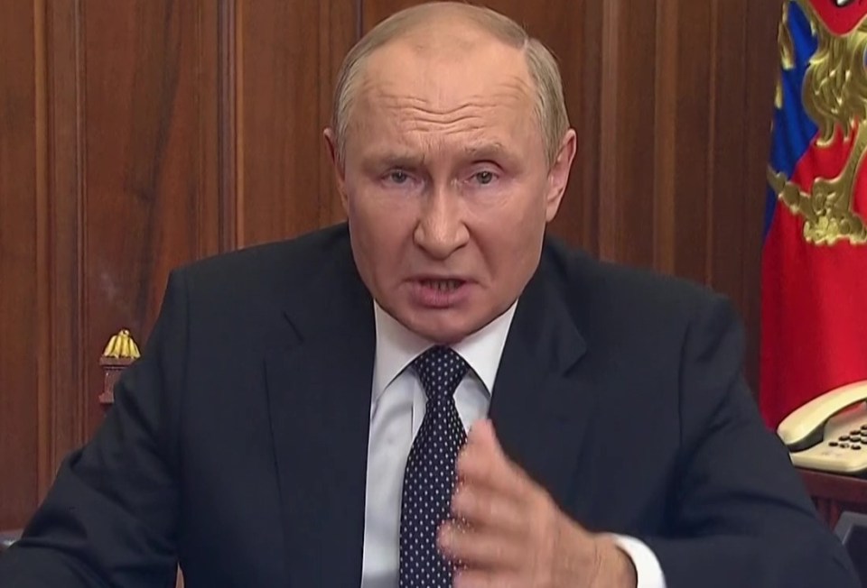 Vladimir Putin speaking on Russian TV when he made the mobilisation order