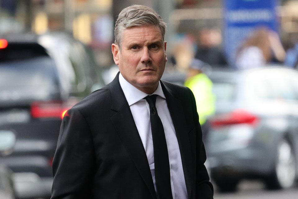 Labour leader Sir Keir Starmer was pictured looking stern-faced outside St Paul's