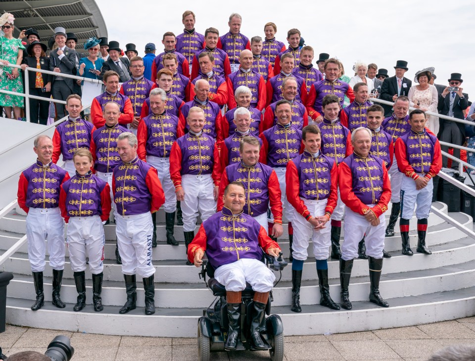 Some of the biggest names in racing wearing The Queen's colours at Epsom earlier this year